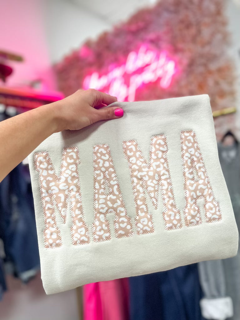 Leopard MAMA Sweatshirt with mauve fabric