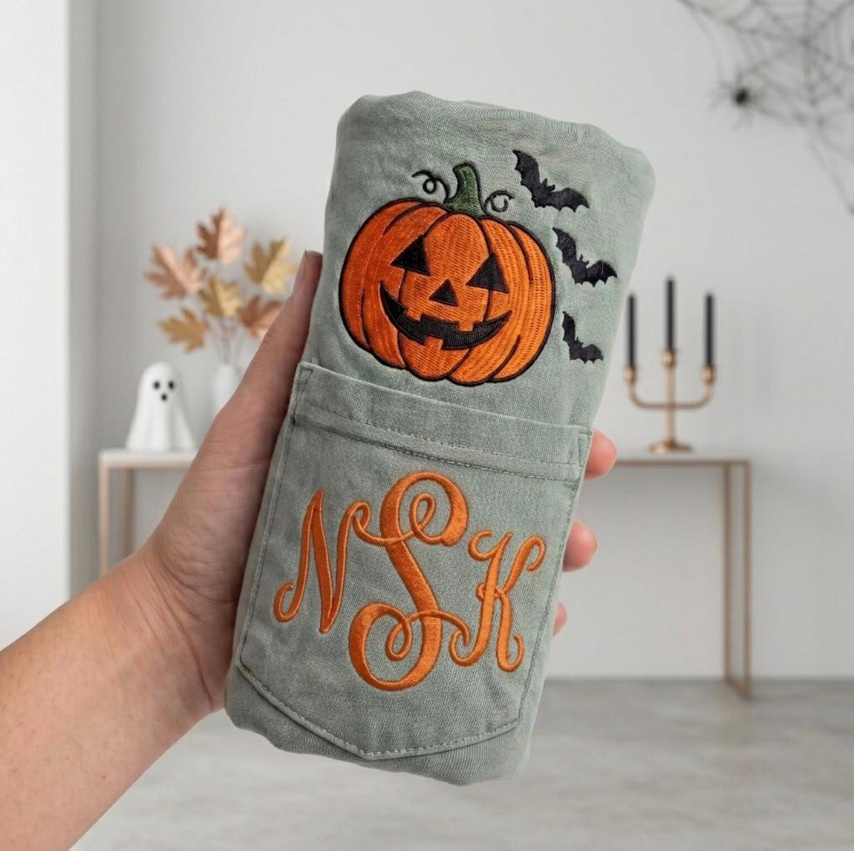 Pumpkin & Bats Monogram