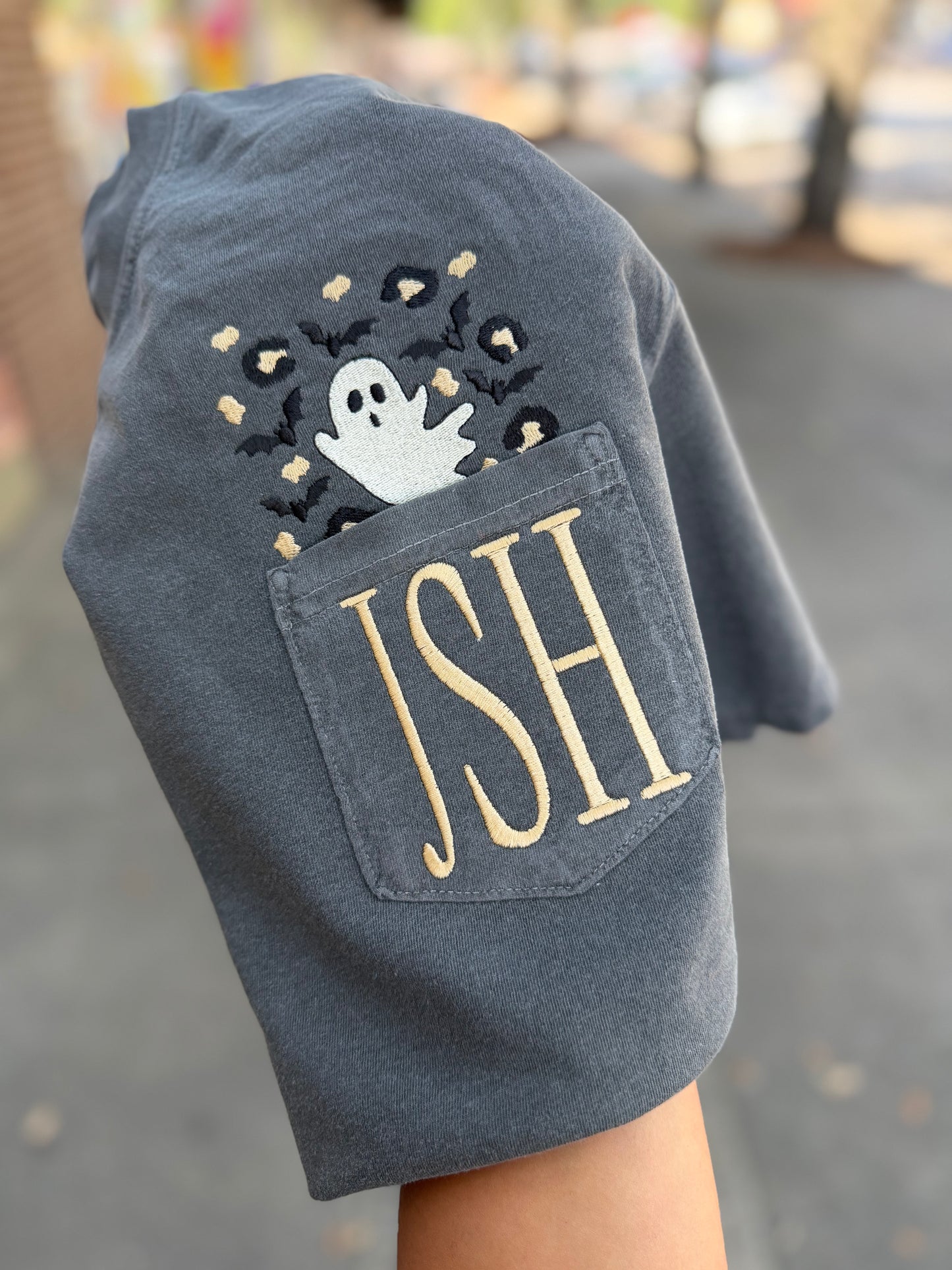 Leopard Ghost & Bats Monogram tee